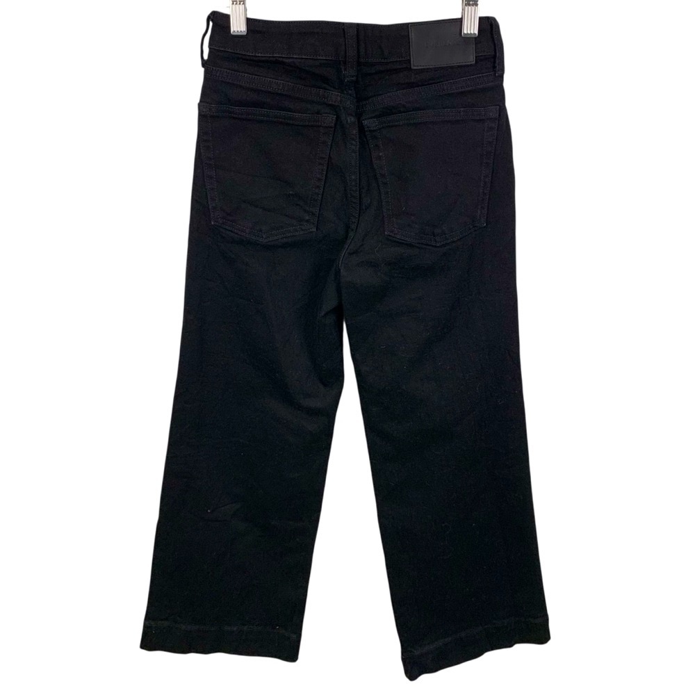 Everlane sz 24 The Button Fly Wide Leg Ankle Black Denim Jeans Higher Rise - Picture 6 of 10